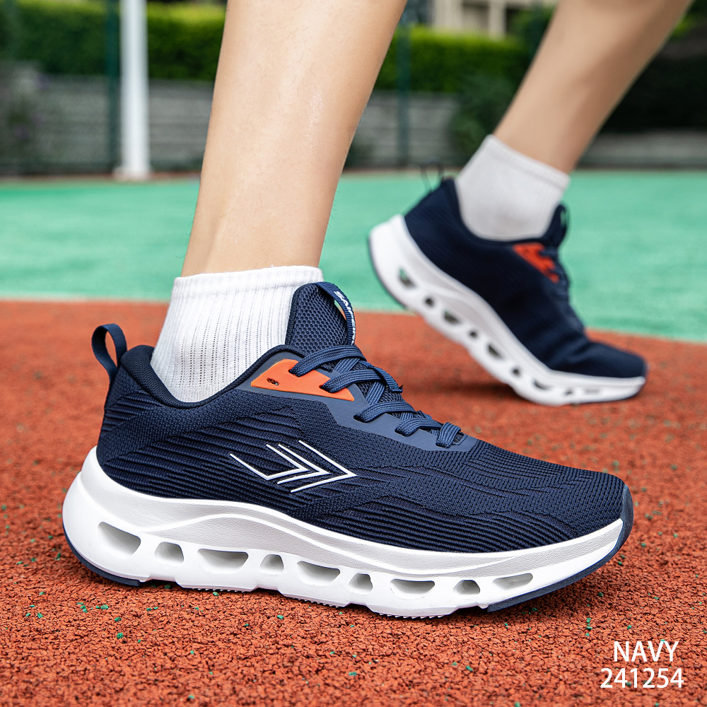 Black & Navy Blue Men’s Running Shoes Breathable Mesh Ultra Lightweight Cushion Hollow Out Sole Sports Trainers For Outdoor Walking Jogging
