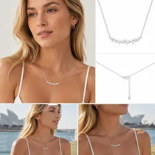 Dainty Pearl Crystal Curved Bar Choker Necklace, Silver‑Tone Minimalist Frontal Bar Necklace for Women