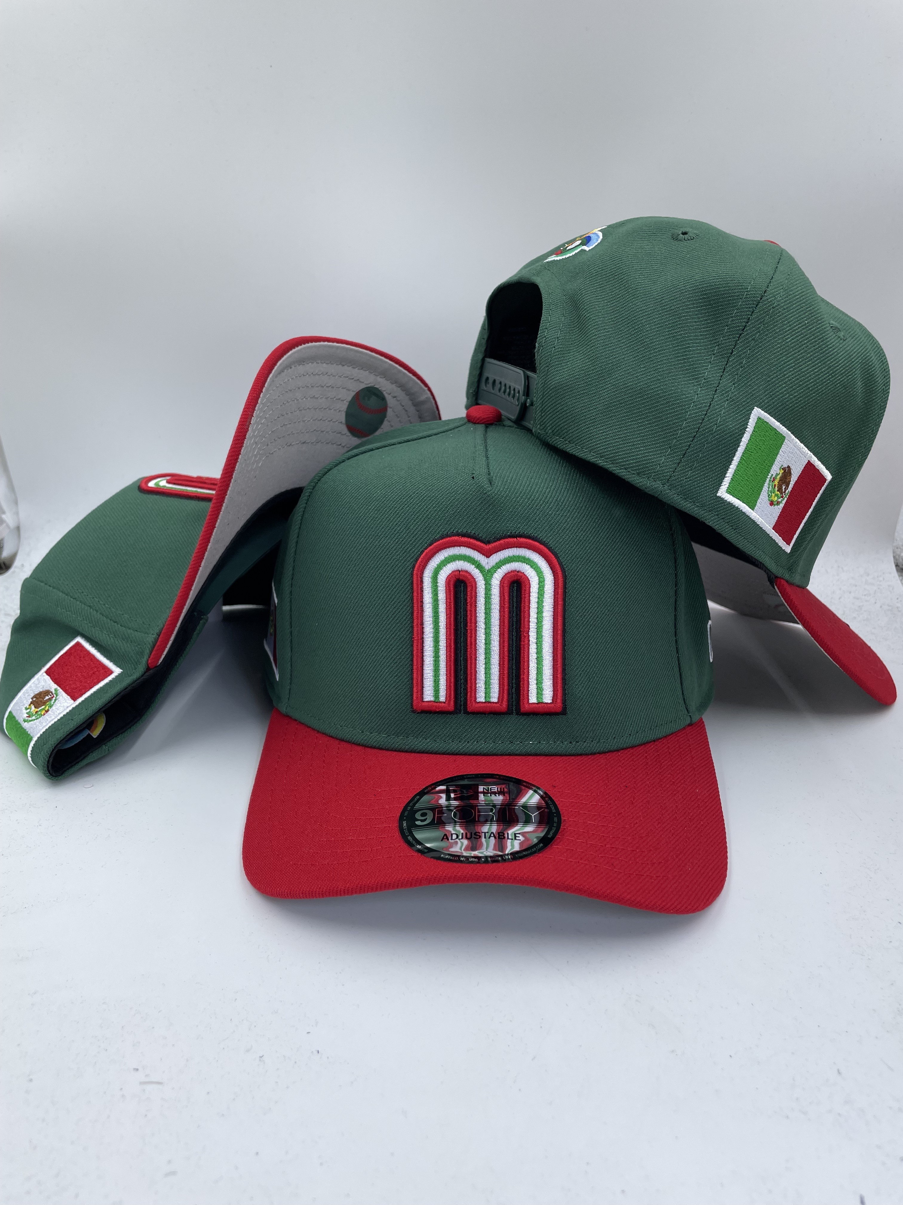 New Era 9FORTY Mexico M Logo Flag Patch Adjustable Embroidered Baseball Cap