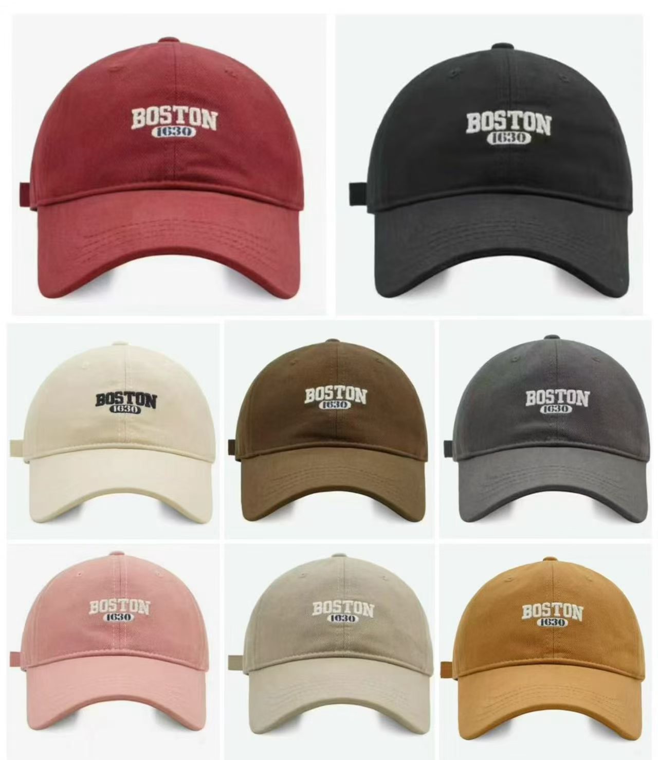 Boston 1630 Embroidered Vintage Washed Baseball Cap
