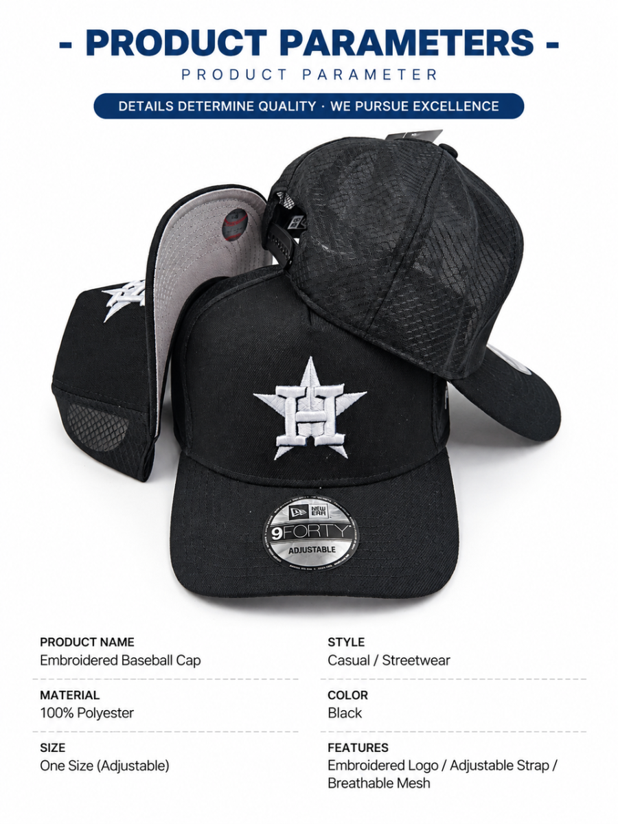 New Era 9FORTY Houston Astros Mesh Back Adjustable Embroidered Baseball Cap