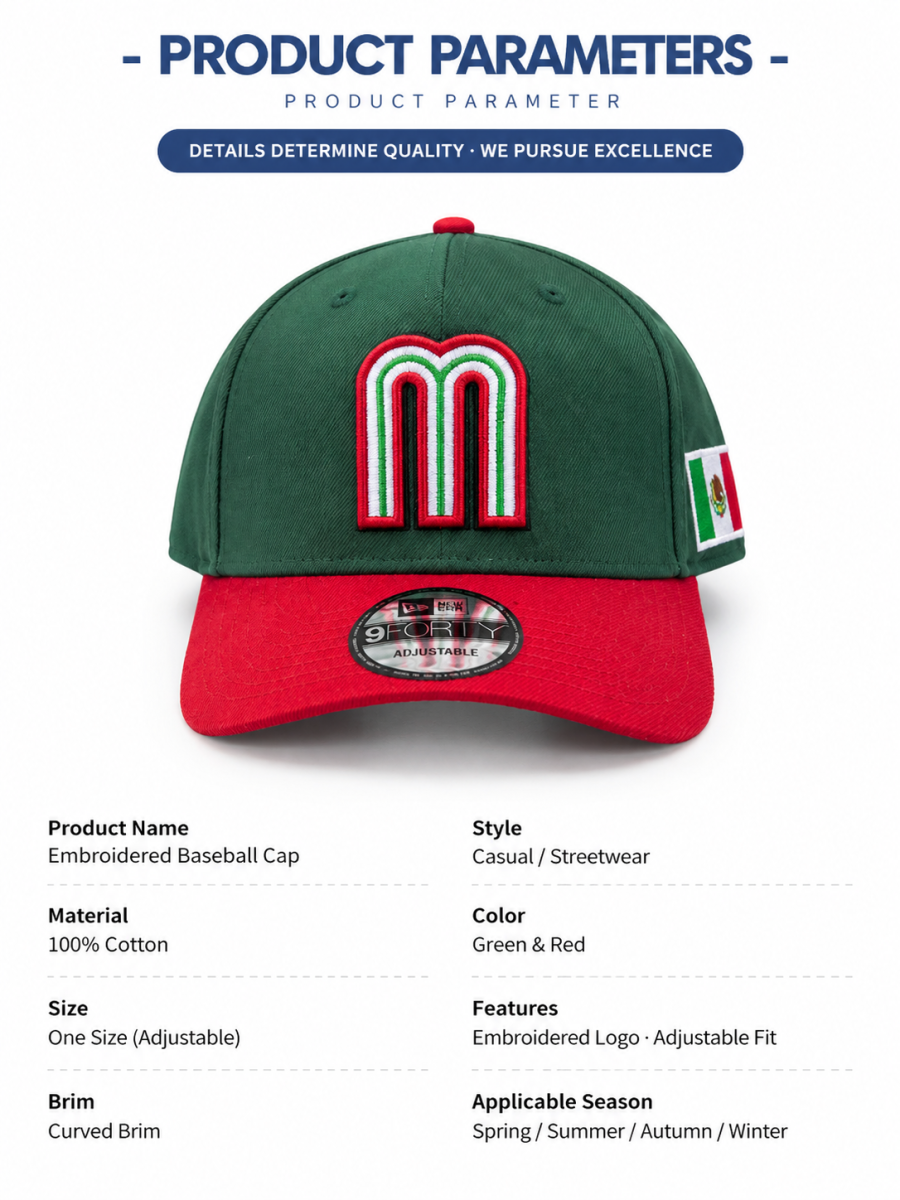 New Era 9FORTY Mexico M Logo Flag Patch Adjustable Embroidered Baseball Cap