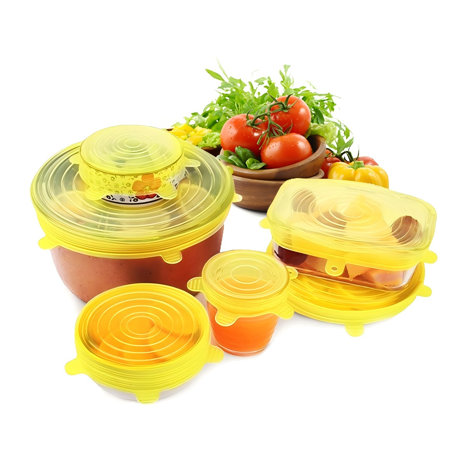 6-piece set of stretchable silicone food lids in multiple sizes,MY SHOP,6-piece set of stretchable silicone food lids in multiple sizes