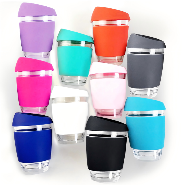 Eco Silicone Reusable Glass Coffee Cup Mug With Silicone Sleeve and Lid,MY SHOP,Eco Silicone Reusable Glass Coffee Cup Mug With Silicone Sleeve and Lid