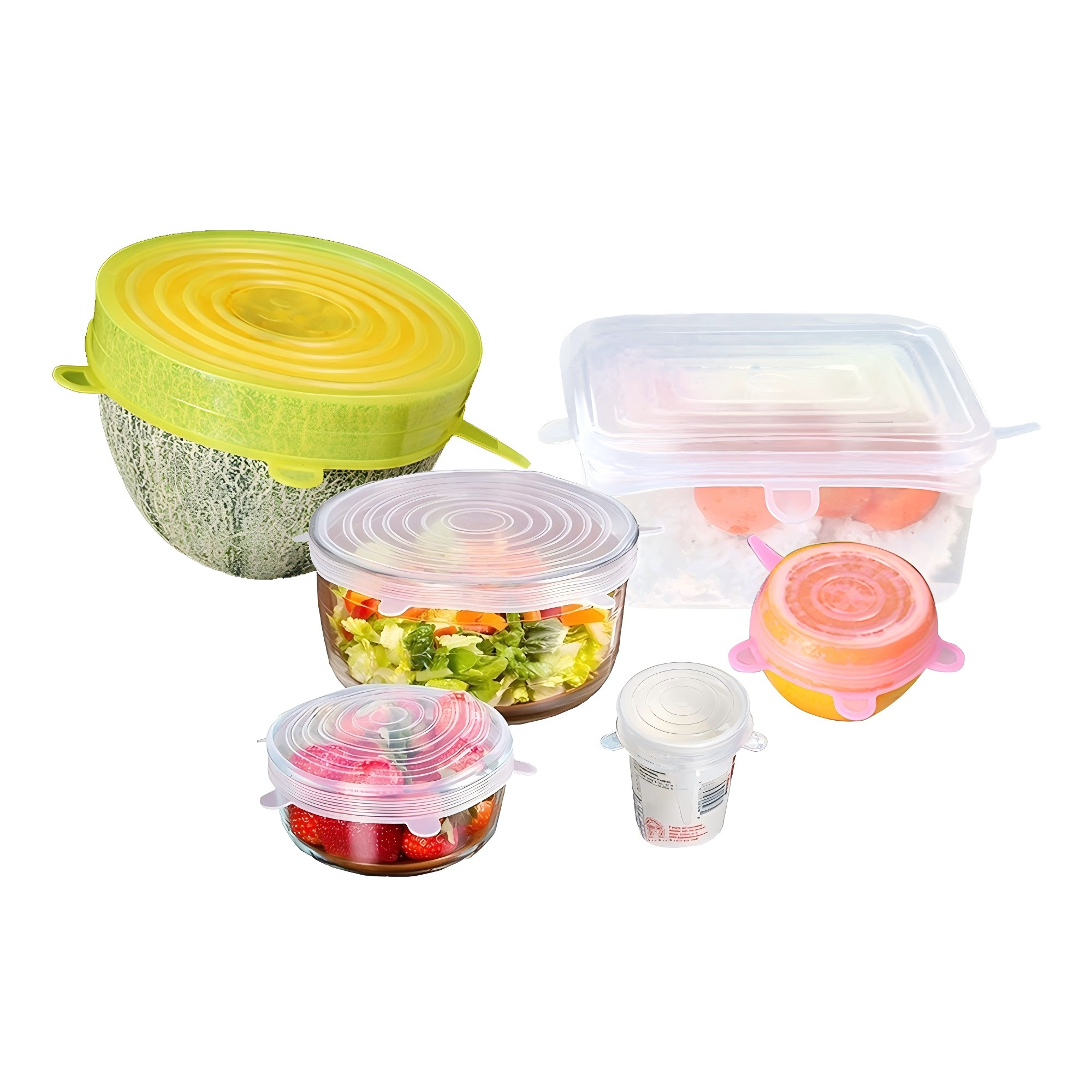 6-piece set of stretchable silicone food lids in multiple sizes,MY SHOP,6-piece set of stretchable silicone food lids in multiple sizes