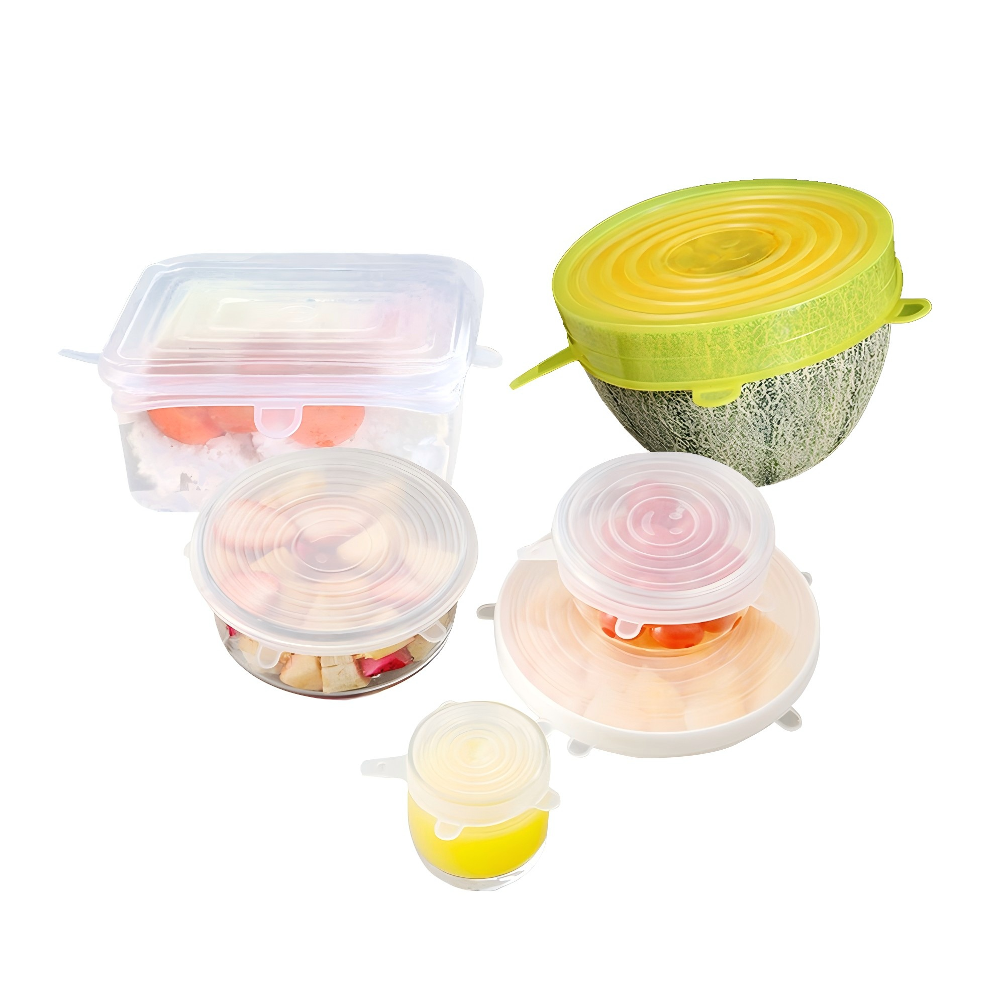 6-piece set of stretchable silicone food lids in multiple sizes,MY SHOP,6-piece set of stretchable silicone food lids in multiple sizes