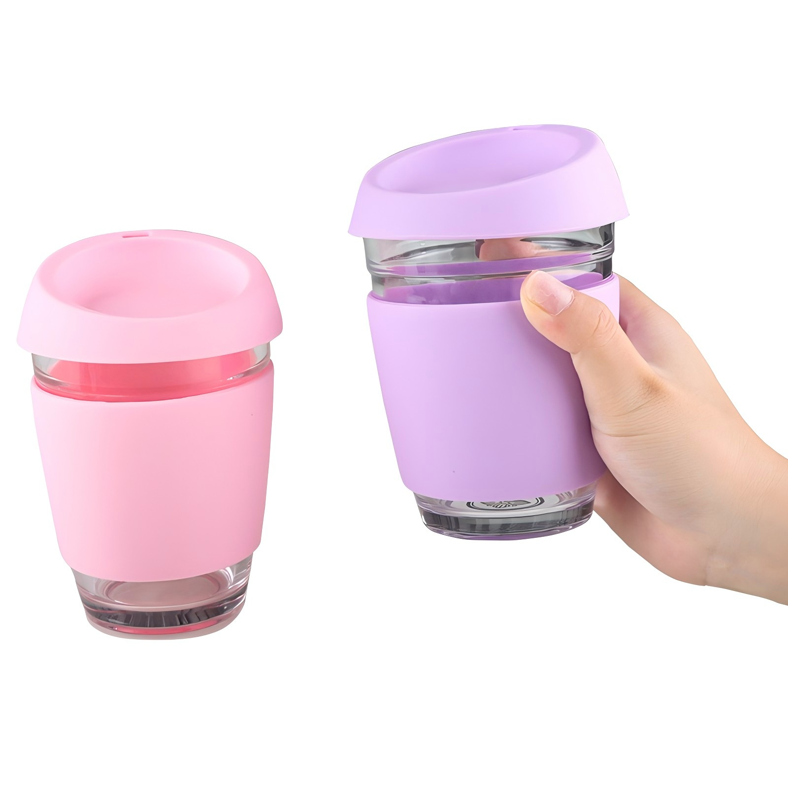 Eco Silicone Reusable Glass Coffee Cup Mug With Silicone Sleeve and Lid,MY SHOP,Eco Silicone Reusable Glass Coffee Cup Mug With Silicone Sleeve and Lid