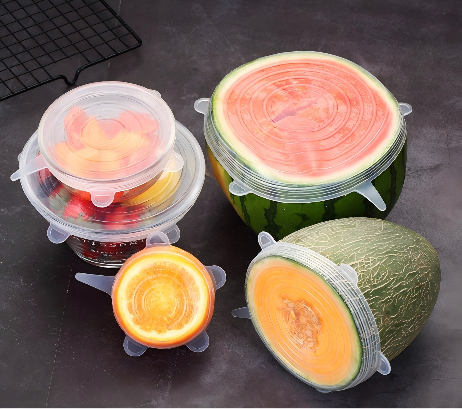 6-piece set of stretchable silicone food lids in multiple sizes,MY SHOP,6-piece set of stretchable silicone food lids in multiple sizes