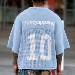 Custom Logo Men Knitted Two Piece Set Mesh Knit T Shirt Shorts Set OEM Football Jersey Style Knitwear Men Clothing Sets,Changsha Fancy Apparel Co.,Ltd.,Custom Logo Men Knitted Two Piece Set Mesh Knit T Shirt Shorts Set OEM Football Jersey Style Knitwear Men Clothing Sets