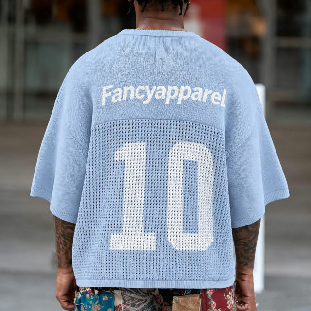 Custom Logo Men Knitted Two Piece Set Mesh Knit T Shirt Shorts Set OEM Football Jersey Style Knitwear Men Clothing Sets,Changsha Fancy Apparel Co.,Ltd.,Custom Logo Men Knitted Two Piece Set Mesh Knit T Shirt Shorts Set OEM Football Jersey Style Knitwear Men Clothing Sets