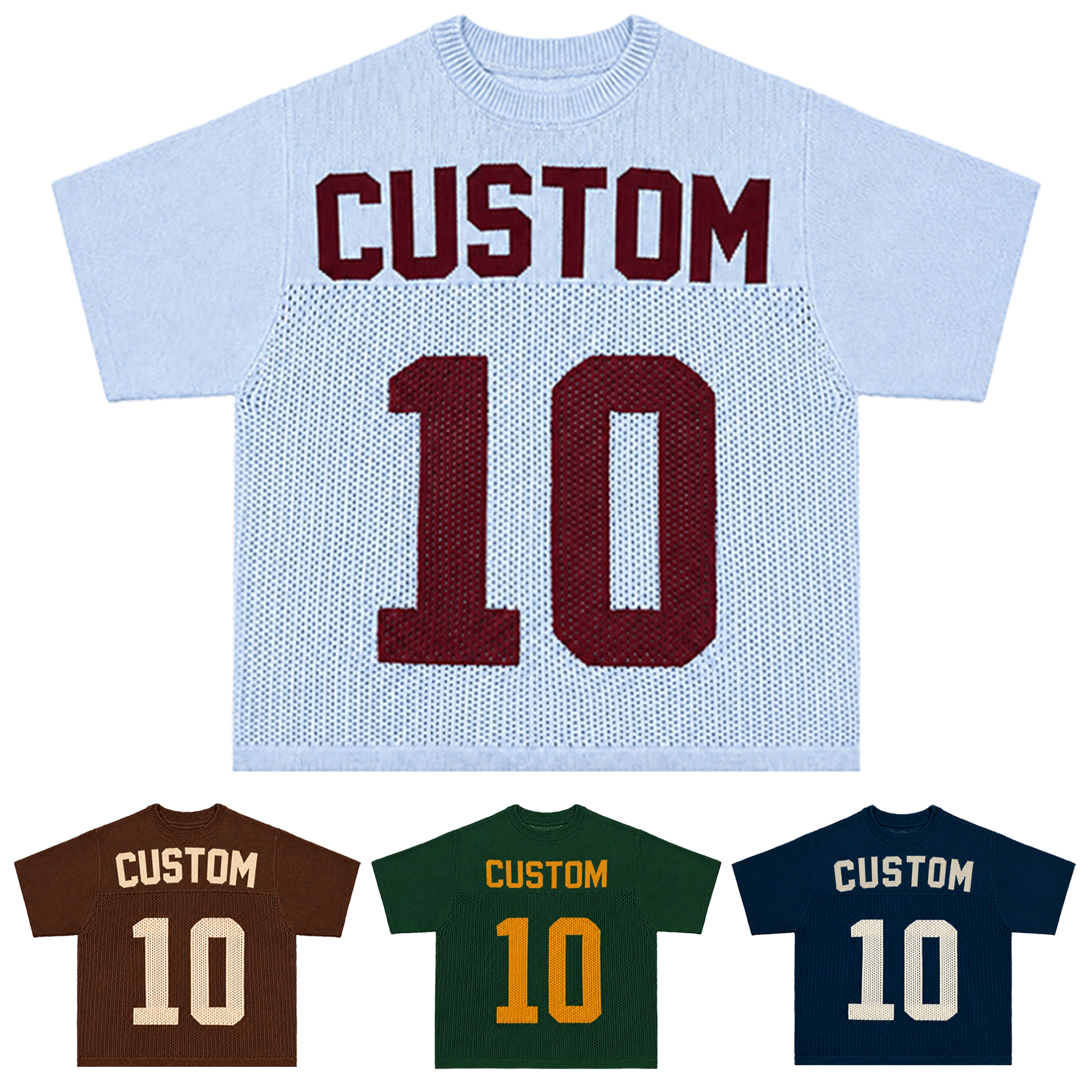 Custom Logo Men Knitted Two Piece Set Mesh Knit T Shirt Shorts Set OEM Football Jersey Style Knitwear Men Clothing Sets,Changsha Fancy Apparel Co.,Ltd.,Custom Logo Men Knitted Two Piece Set Mesh Knit T Shirt Shorts Set OEM Football Jersey Style Knitwear Men Clothing Sets