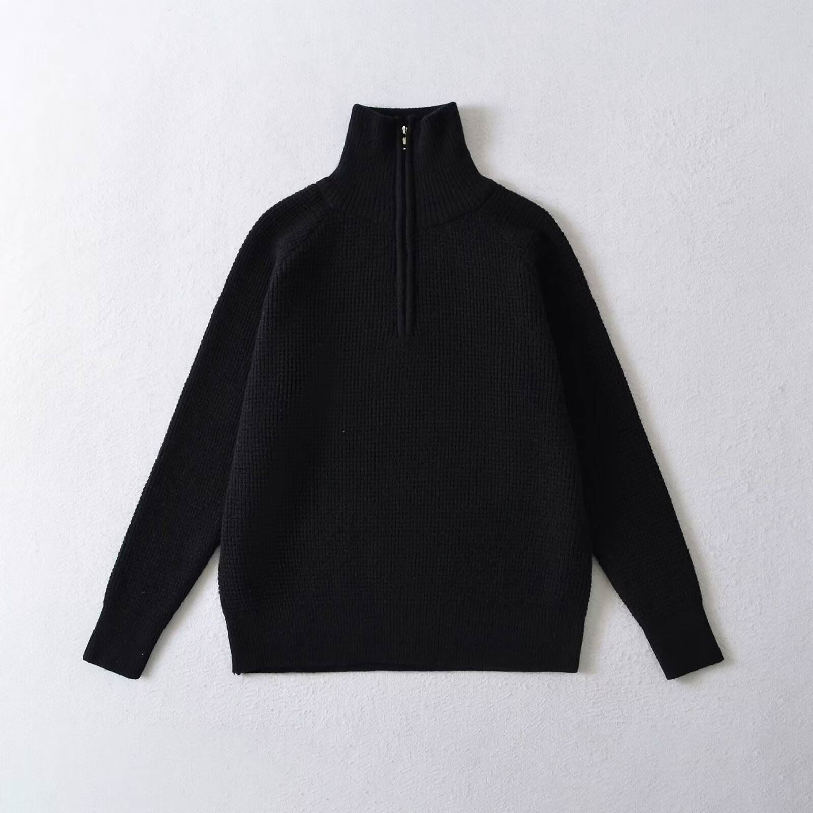 Minimalist Men Half Zip Knit Pullover Solid Color Waffle Texture Sweater Casual Business Style Quarter Zip Stand Collar Knitwear Men,Changsha Fancy Apparel Co.,Ltd.,Minimalist Men Half Zip Knit Pullover Solid Color Waffle Texture Sweater Casual Business Style Quarter Zip Stand Collar Knitwear Men