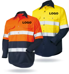 100 Cotton Hi Vis Work Shirt Long Sleeve High Visibility Reflective Safety Shirt Construction Mining,Changsha Fancy Apparel Co.,Ltd.,100 Cotton Hi Vis Work Shirt Long Sleeve High Visibility Reflective Safety Shirt Construction Mining