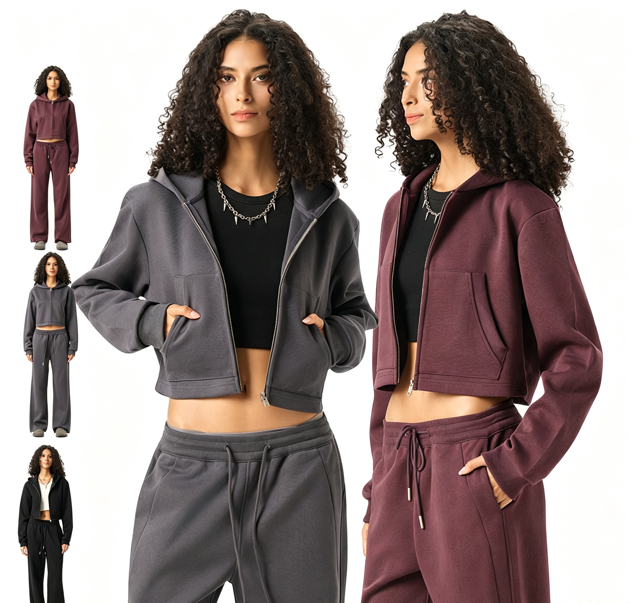 Clean Fit Zip up Crop Hoodie with 350G Heavyweight Fabric Women Short Hooded Jacket for Autumn Wholesale,Changsha Fancy Apparel Co.,Ltd.,Clean Fit Zip up Crop Hoodie with 350G Heavyweight Fabric Women Short Hooded Jacket for Autumn Wholesale