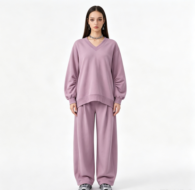 Old Money V-Neck Crop Sweatshirt with Puff Sleeve Design 280G Cotton Blend Boxy Top for Women Wholesale,Changsha Fancy Apparel Co.,Ltd.,Old Money V-Neck Crop Sweatshirt with Puff Sleeve Design 280G Cotton Blend Boxy Top for Women Wholesale