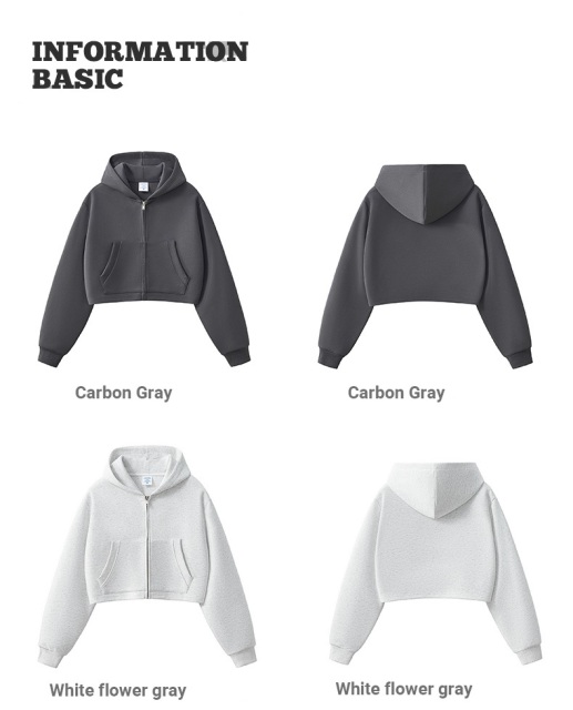 Clean Fit Zip up Crop Hoodie with 350G Heavyweight Fabric Women Short Hooded Jacket for Autumn Wholesale,Changsha Fancy Apparel Co.,Ltd.,Clean Fit Zip up Crop Hoodie with 350G Heavyweight Fabric Women Short Hooded Jacket for Autumn Wholesale