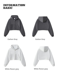 Clean Fit Zip up Crop Hoodie with 350G Heavyweight Fabric Women Short Hooded Jacket for Autumn Wholesale,Changsha Fancy Apparel Co.,Ltd.,Clean Fit Zip up Crop Hoodie with 350G Heavyweight Fabric Women Short Hooded Jacket for Autumn Wholesale
