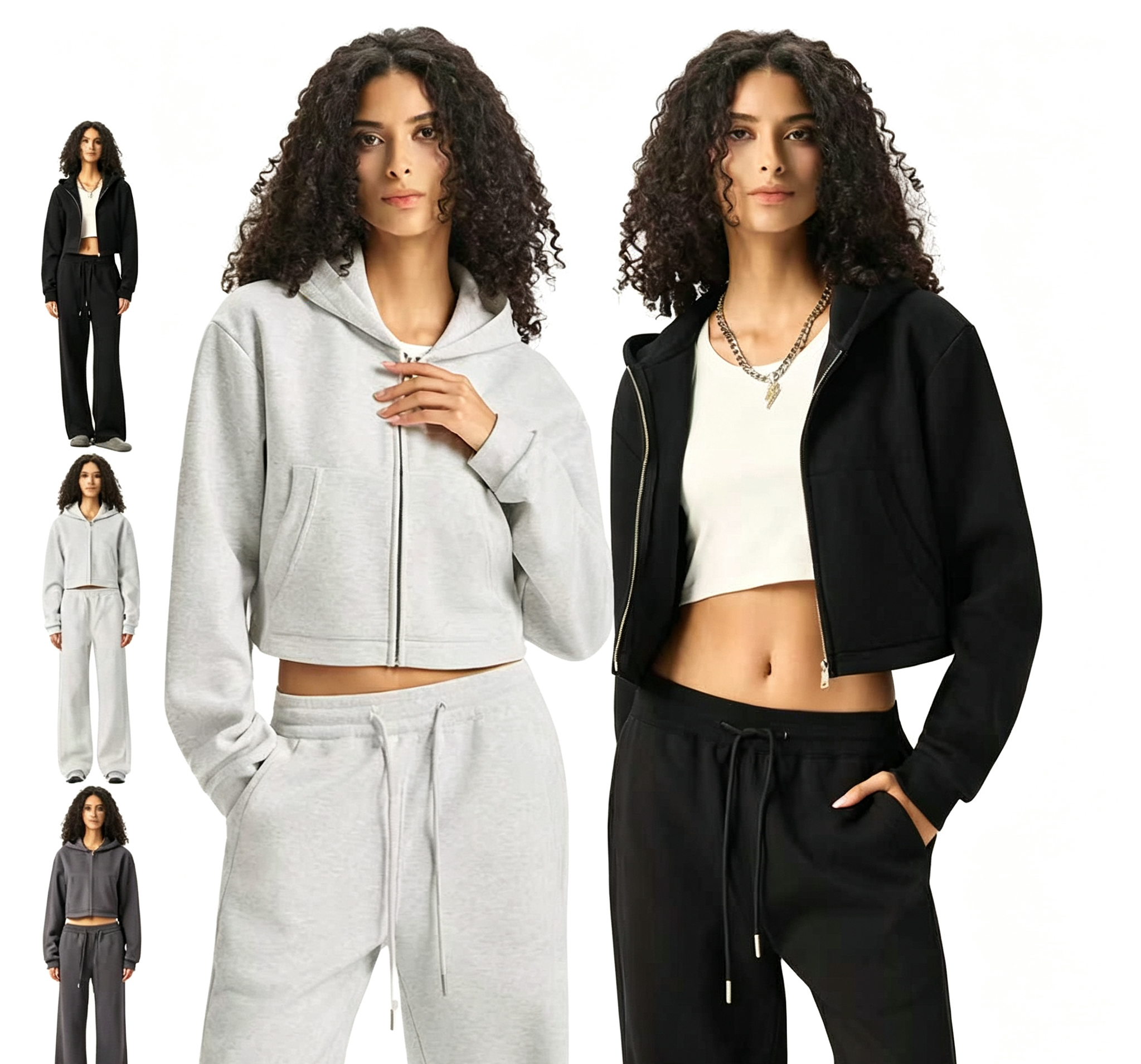 Clean Fit Zip up Crop Hoodie with 350G Heavyweight Fabric Women Short Hooded Jacket for Autumn Wholesale,Changsha Fancy Apparel Co.,Ltd.,Clean Fit Zip up Crop Hoodie with 350G Heavyweight Fabric Women Short Hooded Jacket for Autumn Wholesale