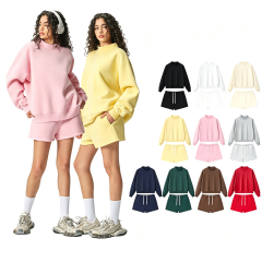 350G Heavyweight Crew Neck Fleece Sweatshirt with Colors Pullover Top for Women Autumn Streetwear,Changsha Fancy Apparel Co.,Ltd.,350G Heavyweight Crew Neck Fleece Sweatshirt with Colors Pullover Top for Women Autumn Streetwear