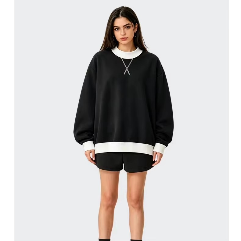 Custom Logo Mock Neck Fleece Sweatshirt with 350G Thickened Fabric Women Pullover Top for Autumn Wholesale Bulk,Changsha Fancy Apparel Co.,Ltd.,Custom Logo Mock Neck Fleece Sweatshirt with 350G Thickened Fabric Women Pullover Top for Autumn Wholesale Bulk