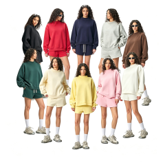 350G Heavyweight Crew Neck Fleece Sweatshirt with Colors Pullover Top for Women Autumn Streetwear,Changsha Fancy Apparel Co.,Ltd.,350G Heavyweight Crew Neck Fleece Sweatshirt with Colors Pullover Top for Women Autumn Streetwear