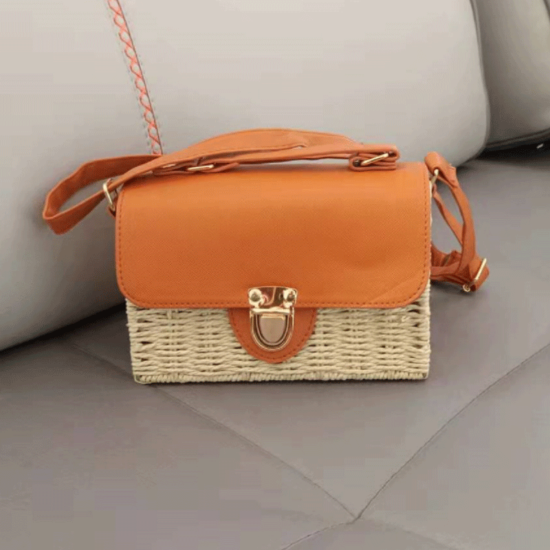 Women's Fashion Straw Handbag Single Shoulder Crossbody Beach Bag Makeup Bag