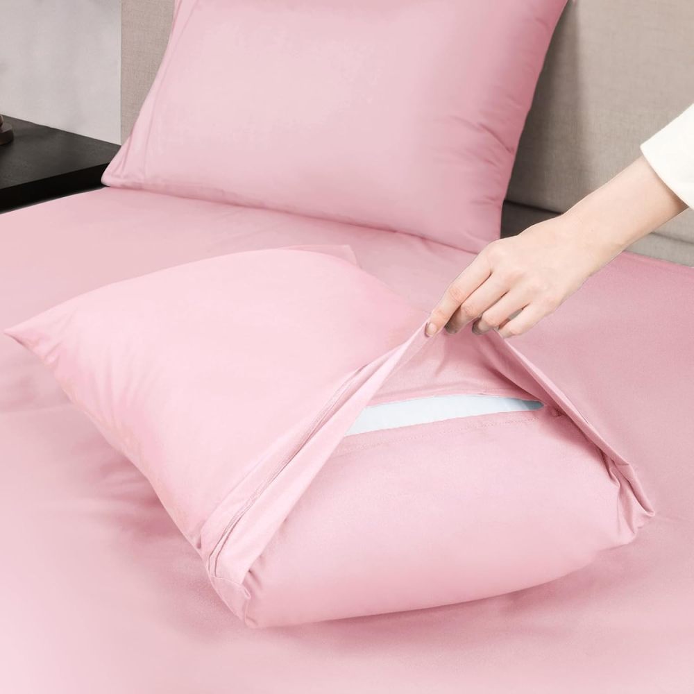 Queen Size Sheet Set - Hotel Luxury 1800 Bedding Sheets & Pillowcases - Deep Pocket Fitted Sheet, Soft, Breathable, Wrinkle & Fade Resistant - 4 Piece (Queen, Blush Pink)