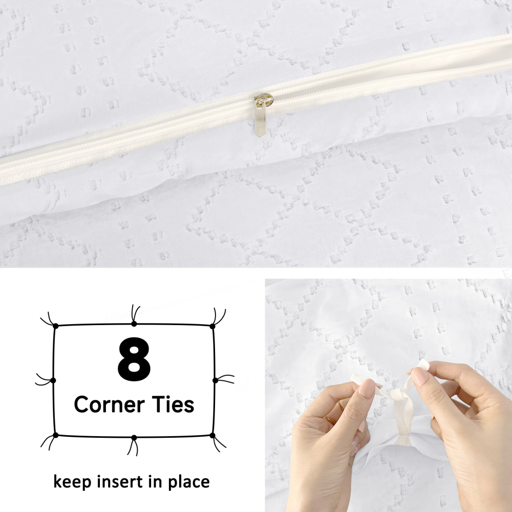 White Duvet Cover Queen Size – Queen Duvet Cover Set - Soft and Breathable Comforter Cover with Zipper Closure, 3Pieces, 1 Duvet Cover (90x90) and 2 Pillow Cases(20x26)