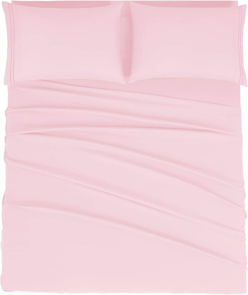Queen Size Sheet Set - Hotel Luxury 1800 Bedding Sheets & Pillowcases - Deep Pocket Fitted Sheet, Soft, Breathable, Wrinkle & Fade Resistant - 4 Piece (Queen, Blush Pink)