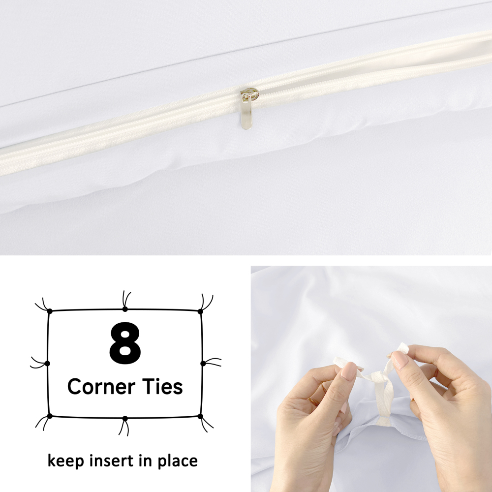 White Duvet Cover Queen Size – Queen Duvet Cover Set - Soft and Breathable Comforter Cover with Zipper Closure, 3Pieces, 1 Duvet Cover (90x90) and 2 Pillow Cases(20x26)