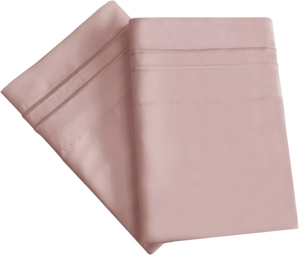 Hotel Luxury Queen Pillowcases – Microfiber 20x30 inches Pillow Cases Set of 2 – Soft, Cozy and Breathable Pillow Covers with Envelope Closure(2Piece, Queen/Standard, Dusty Pink)