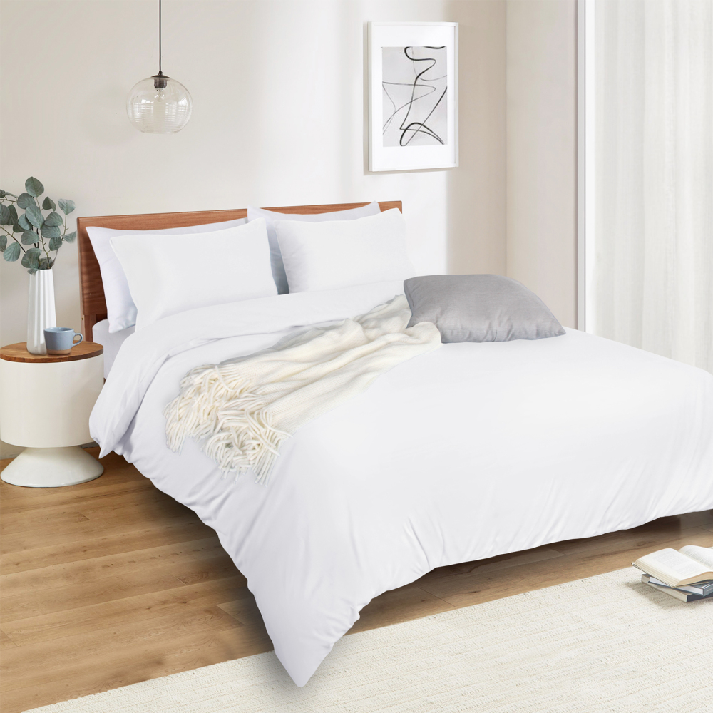 White Duvet Cover Queen Size – Queen Duvet Cover Set - Soft and Breathable Comforter Cover with Zipper Closure, 3Pieces, 1 Duvet Cover (90x90) and 2 Pillow Cases(20x26)