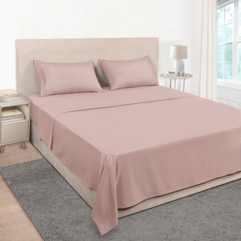 Queen Size Sheet Set - Hotel Luxury 1800 Bedding Sheets & Pillowcases - Deep Pocket Fitted Sheet, Soft, Breathable, Wrinkle & Fade Resistant - 4 Piece (Queen, Blush Pink)