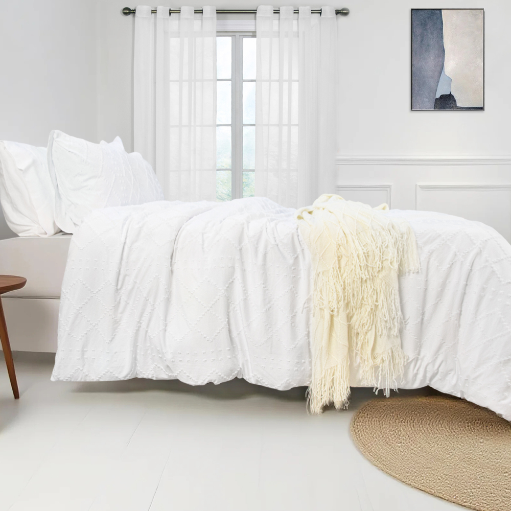 White Duvet Cover Queen Size – Queen Duvet Cover Set - Soft and Breathable Comforter Cover with Zipper Closure, 3Pieces, 1 Duvet Cover (90x90) and 2 Pillow Cases(20x26)