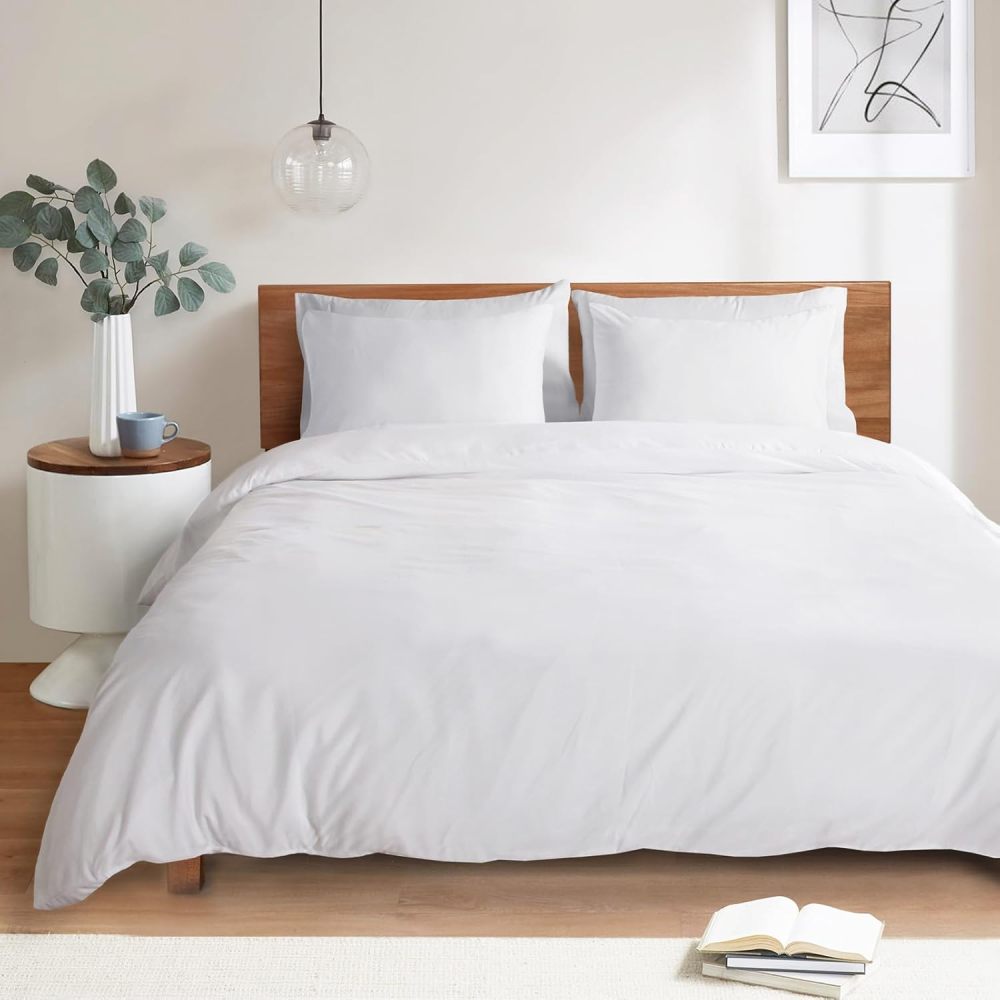 White Duvet Cover Queen Size – Queen Duvet Cover Set - Soft and Breathable Comforter Cover with Zipper Closure, 3Pieces, 1 Duvet Cover (90x90) and 2 Pillow Cases(20x26)