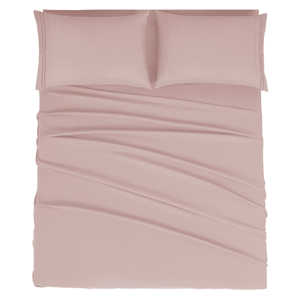 Queen Size Sheet Set - Hotel Luxury 1800 Bedding Sheets & Pillowcases - Deep Pocket Fitted Sheet, Soft, Breathable, Wrinkle & Fade Resistant - 4 Piece (Queen, Blush Pink)