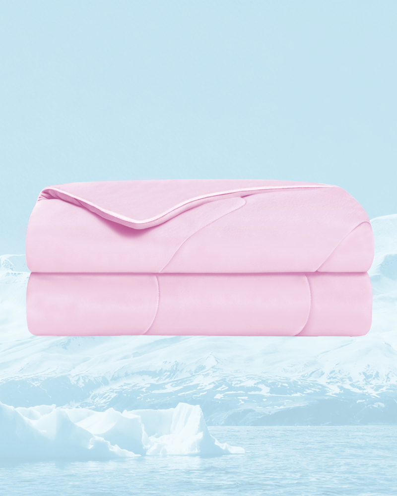 Cooling Comforters Queen Size - Cooling Blankets for Hot Sleepers - Summer Bedding with Light Weight, Breathable, Soft & Silk Fabric, 90”x90”, Blush Pink