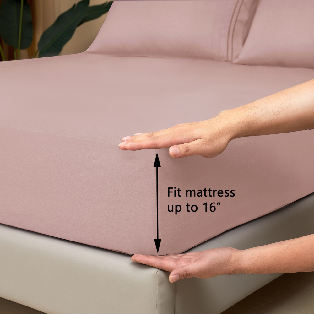 Queen Size Sheet Set - Hotel Luxury 1800 Bedding Sheets & Pillowcases - Deep Pocket Fitted Sheet, Soft, Breathable, Wrinkle & Fade Resistant - 4 Piece (Queen, Blush Pink)