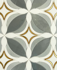 Marble Waterjet Medallion With Brass Metal Inlay,Luxury Stone Composite Panels Manufacturer | Lightweight Aluminum Marble & Onyx Honeycomb Panels,waterjet medallion,luxury stone honeycomb panel,Stone Honeycomb Panel,Facade Stone