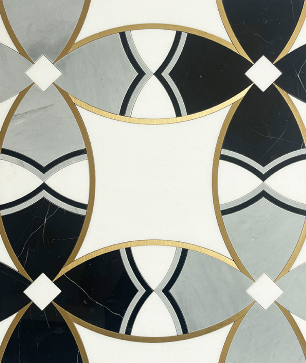 Marble Waterjet Medallion With Brass Metal Inlay,Luxury Stone Composite Panels Manufacturer | Lightweight Aluminum Marble & Onyx Honeycomb Panels,waterjet medallion,luxury stone honeycomb panel,Stone Honeycomb Panel,Facade Stone