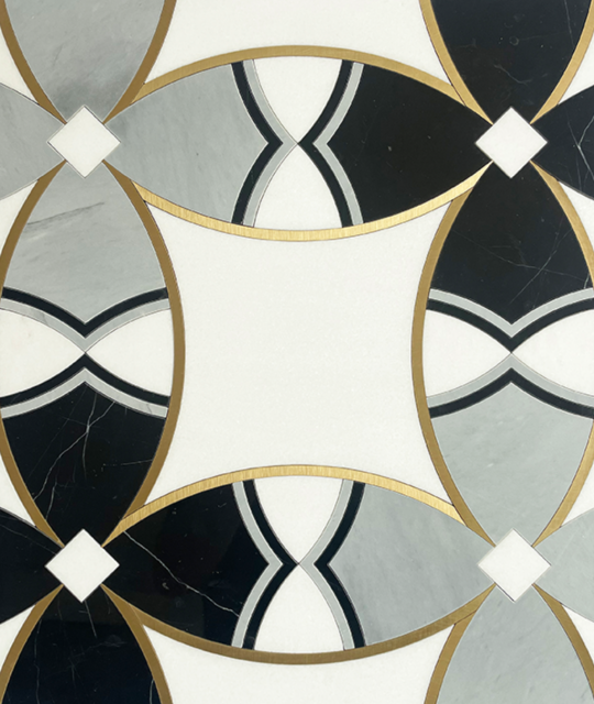 Marble Waterjet Medallion With Brass Metal Inlay,Luxury Stone Composite Panels Manufacturer | Lightweight Aluminum Marble & Onyx Honeycomb Panels,waterjet medallion,luxury stone honeycomb panel,Stone Honeycomb Panel,Facade Stone