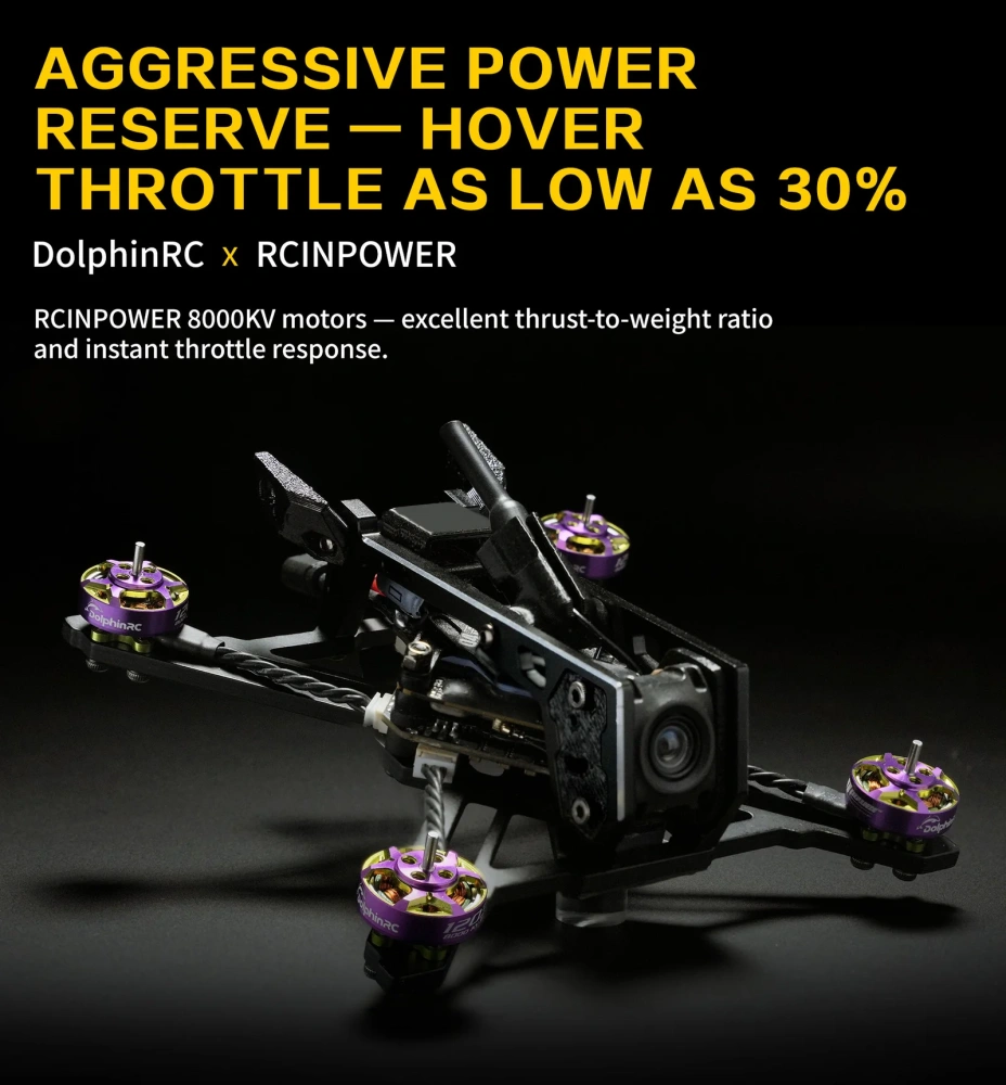 DolphinRC PRISMFLY X2 2Inch Frame Kit Combo w/ RCinpower GTS V3 1203 8000KV Motor (Purple-Green) & BETAFPV F405 AIO 20A Stack