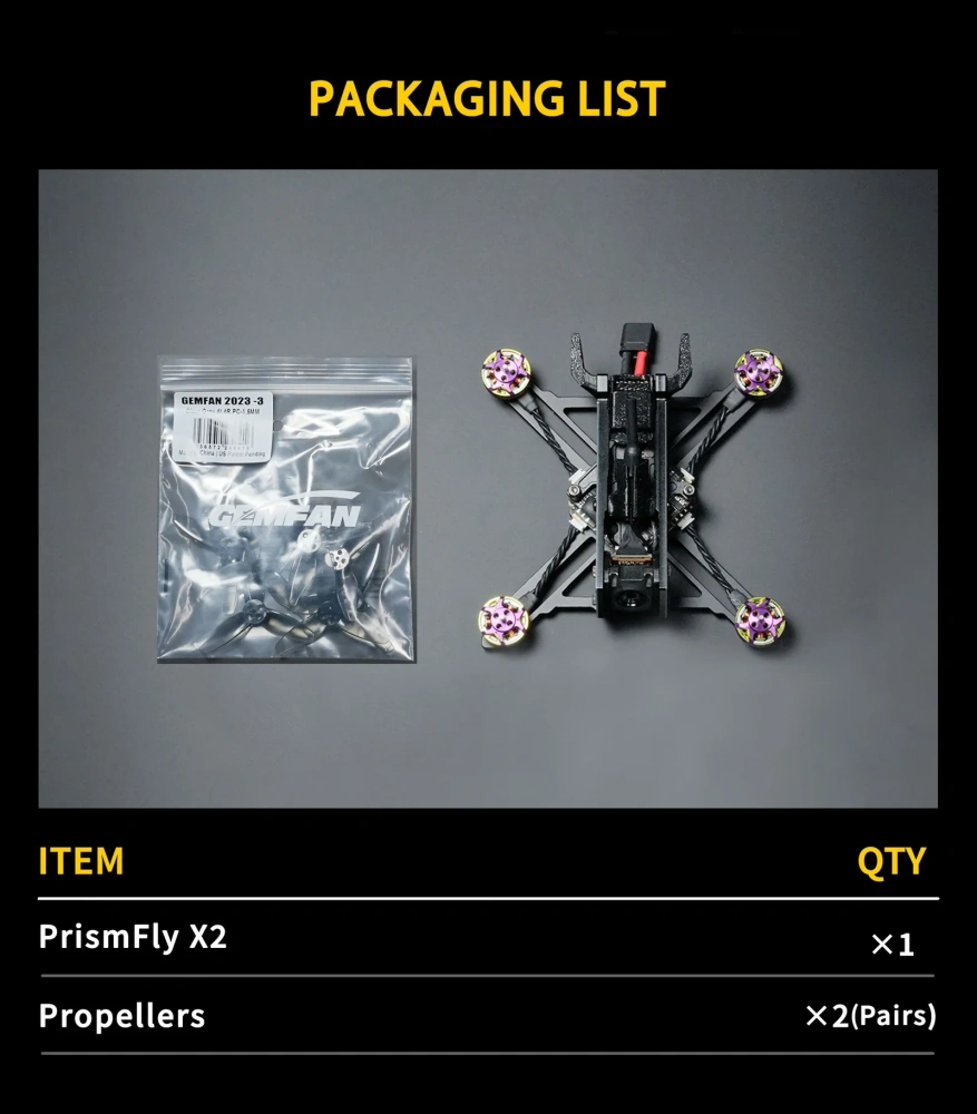 DolphinRC PRISMFLY X2 2Inch Frame Kit Combo w/ RCinpower GTS V3 1203 8000KV Motor (Purple-Green) & BETAFPV F405 AIO 20A Stack