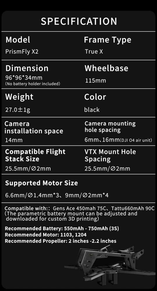 DolphinRC PRISMFLY X2 Frame Kit