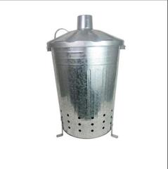 75L round large iron flip garbage can leaf incinerator