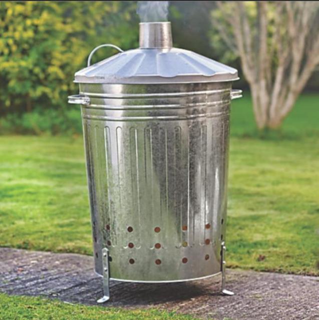 75L round large iron flip garbage can leaf incinerator