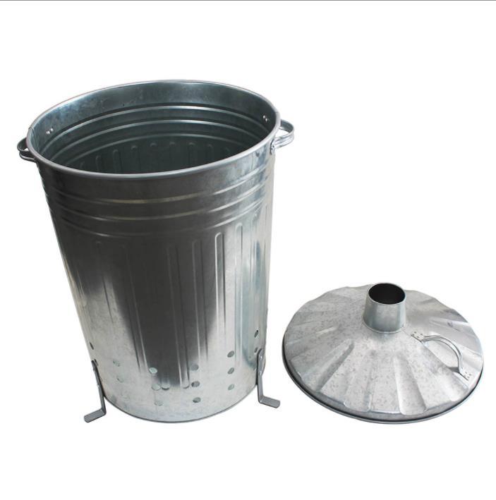 75L round large iron flip garbage can leaf incinerator