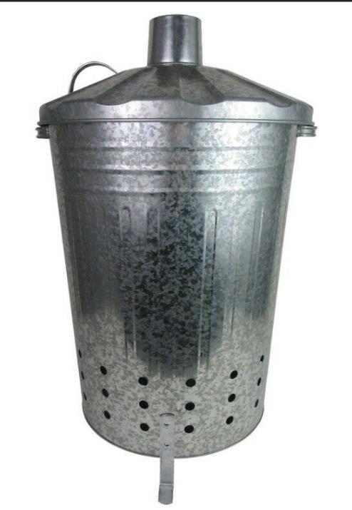 75L round large iron flip garbage can leaf incinerator