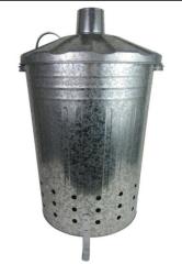 75L round large iron flip garbage can leaf incinerator