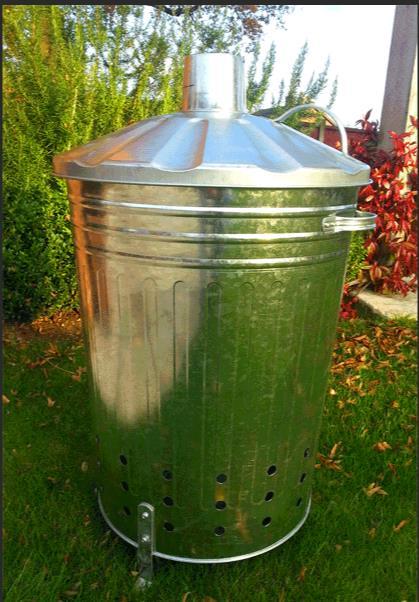 75L round large iron flip garbage can leaf incinerator